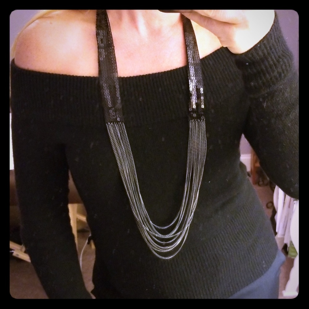 Black sequin chain necklace